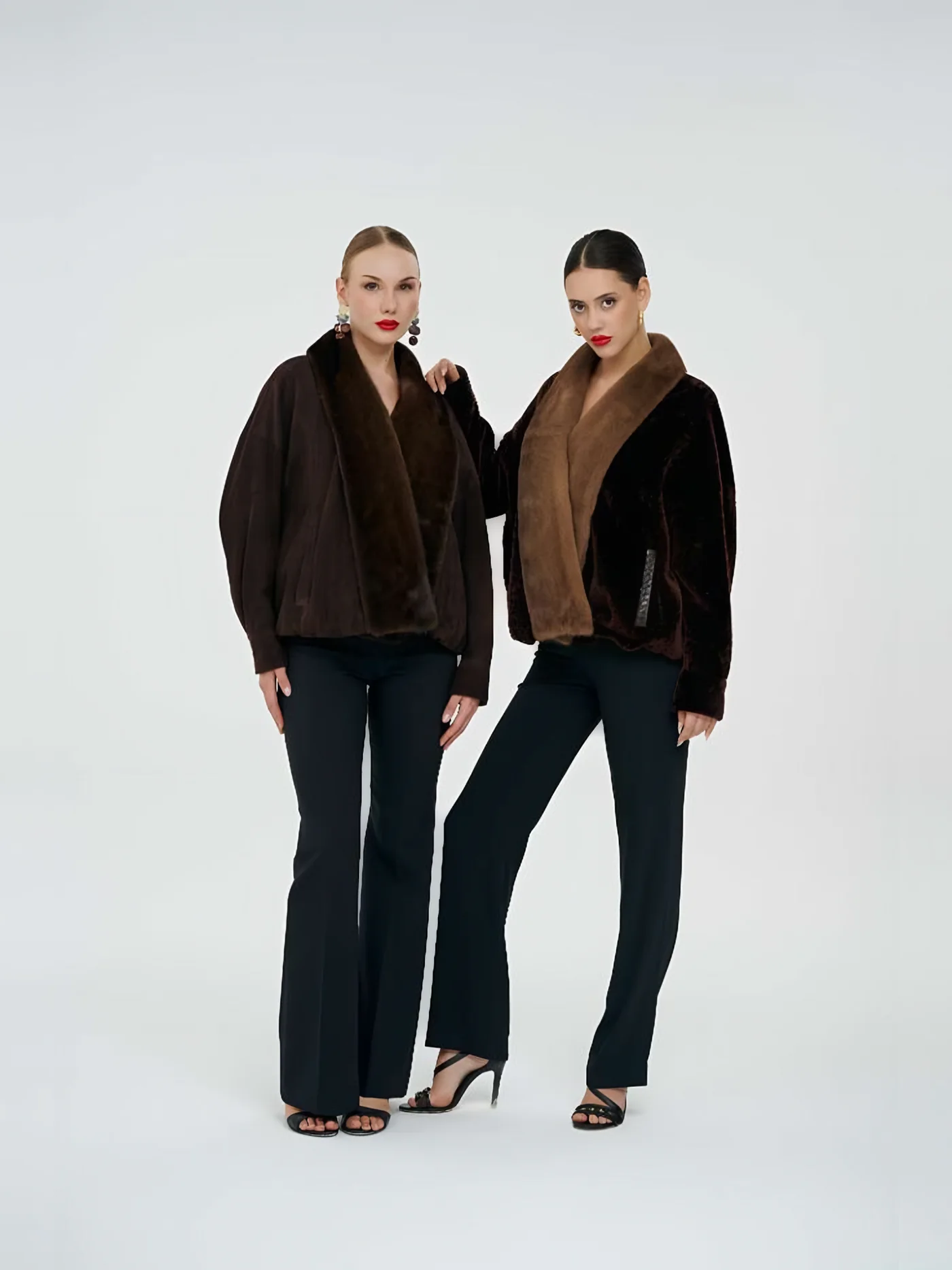 Fur-Shawl Suede Jacket — model wearing · 1/1